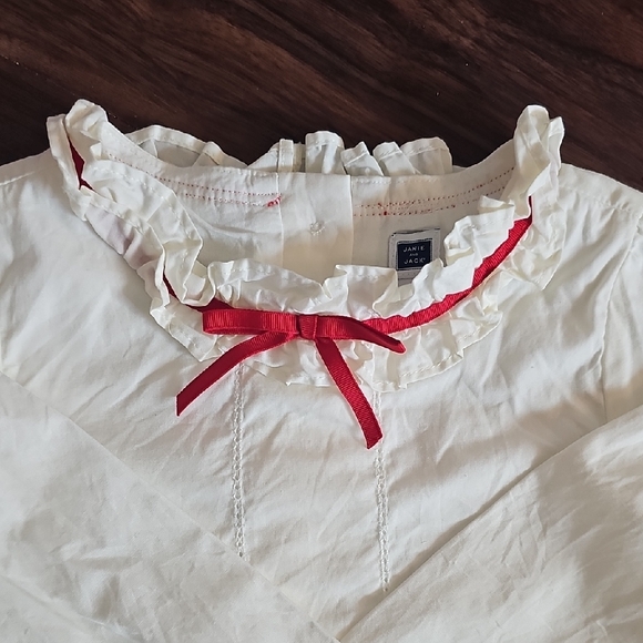 Janie And Jack White Blouse with Red Bow Accent - Picture 2 of 3